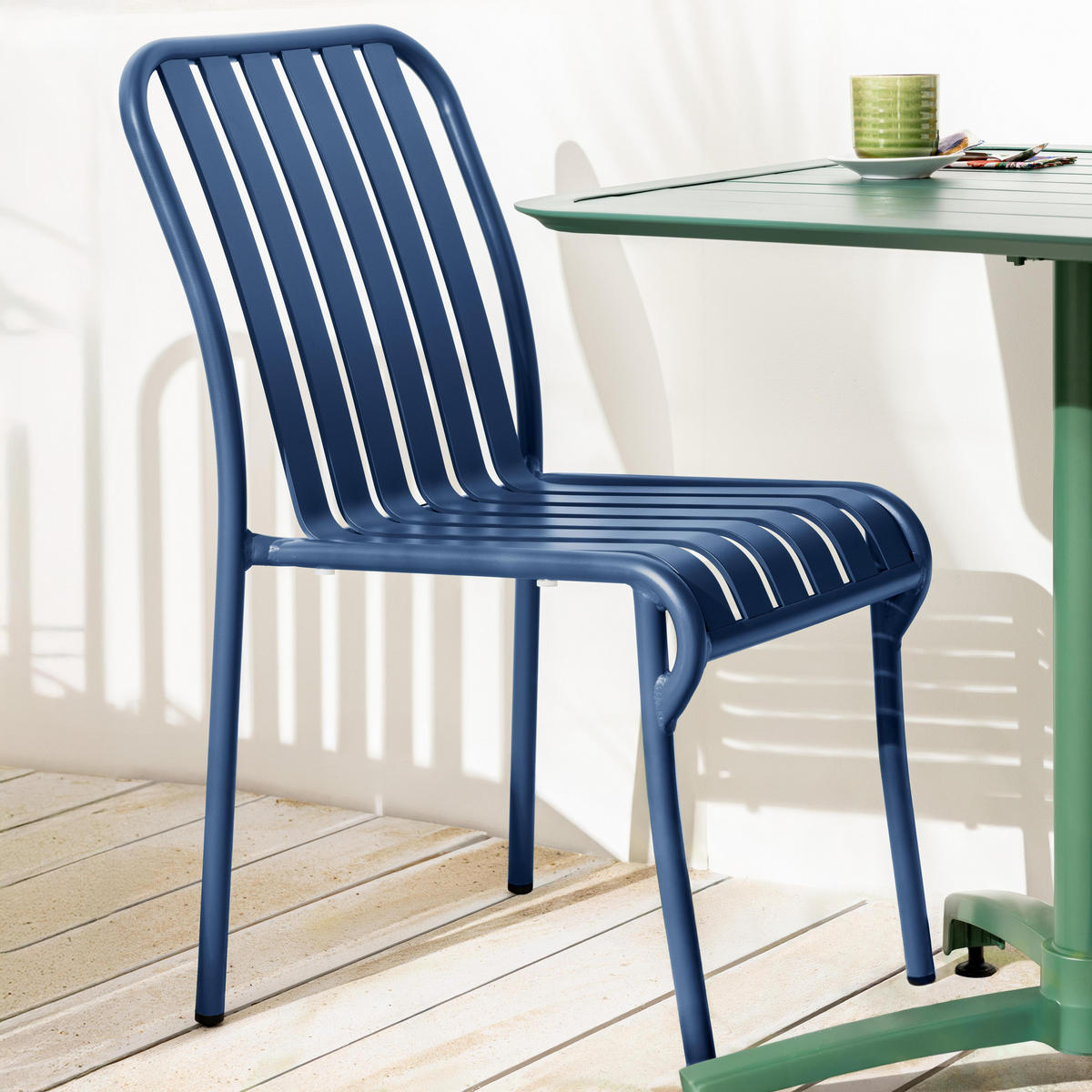 GARTENSTUHL, Blau - Blau, Metall (46/85/61cm) - Oviala