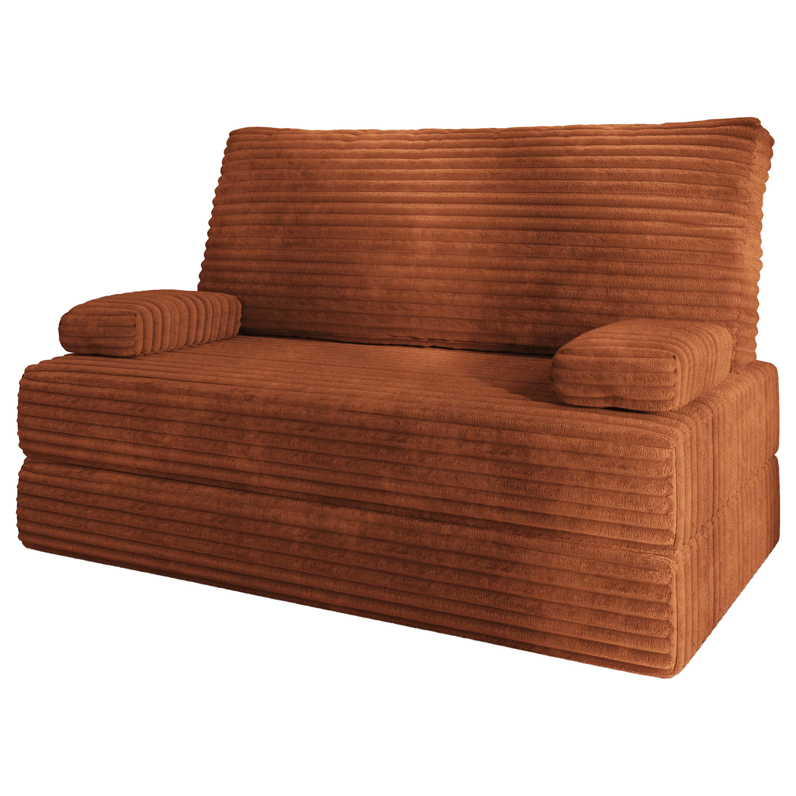 BETTSOFA LADIA aus Schaumstoff Cordstoff Braun Schlaffunktion - Braun, Textil (140/86/60cm) - MASSENO