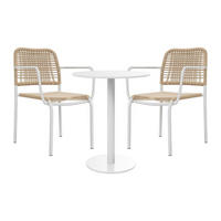 GARTENESSGRUPPE im Set - 2 Personen - Metall - Beige, Weiß - - Beige/Weiß, Metall - Vente-Unique