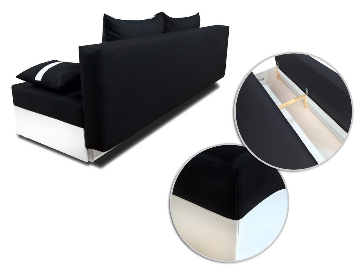 SCHLAFSOFA Dario - Silberfarben/Schwarz, Holz/Kunststoff (200/83/83cm)