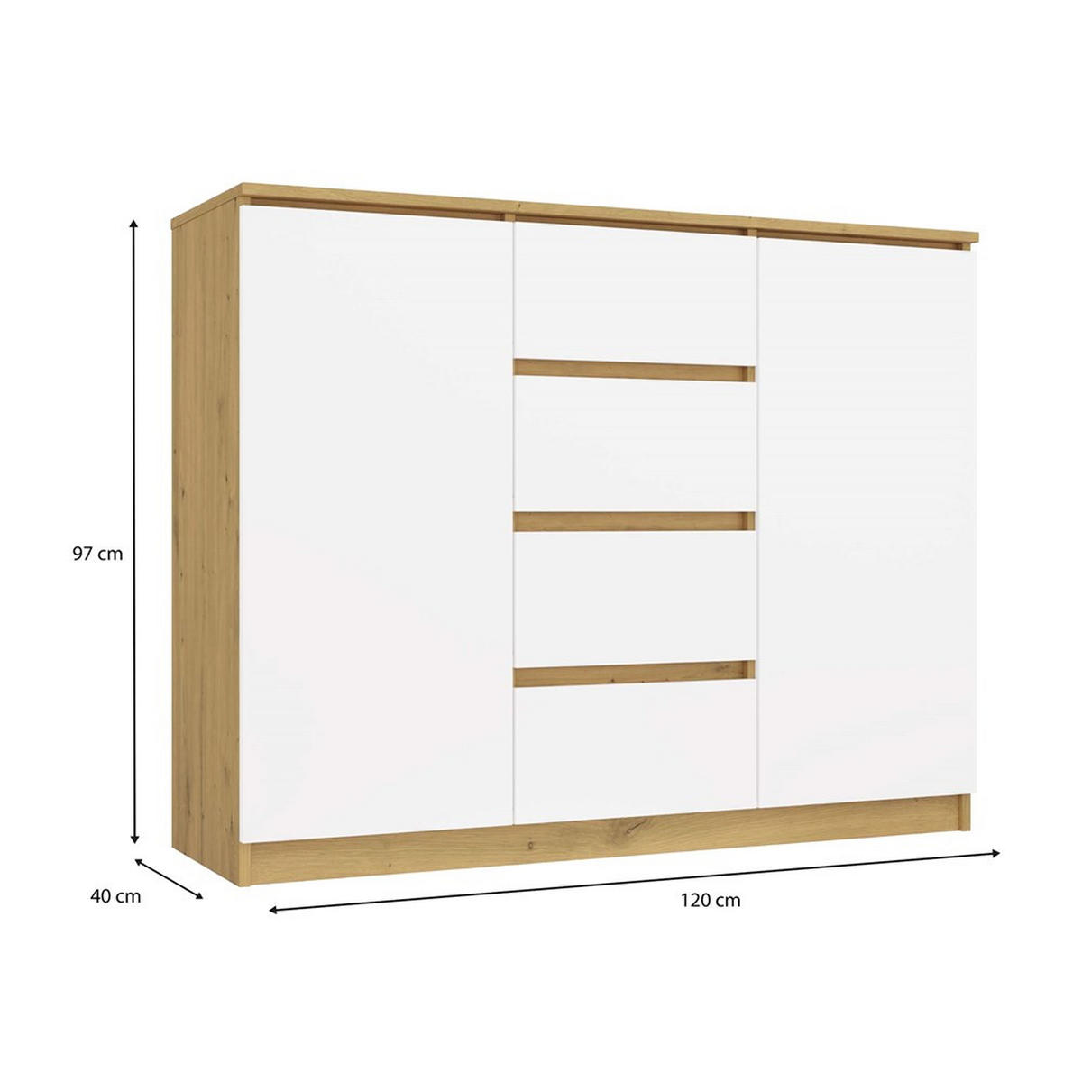 KOMODA Artisan, bílá 120/97/40 - bílá, kompozitní dřevo (120/97/40cm) - RAUMHIRSCH FURNITURE