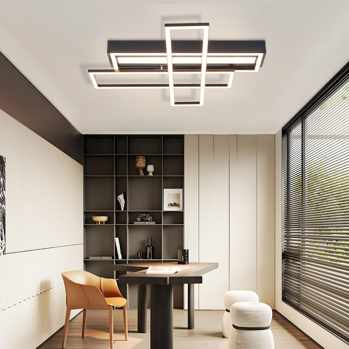 LED-DECKENLEUCHTE Mahoney 55.5/66.5/9.7cm - Schwarz, Metall (66.5/55.5/9.7cm) - Nettlife