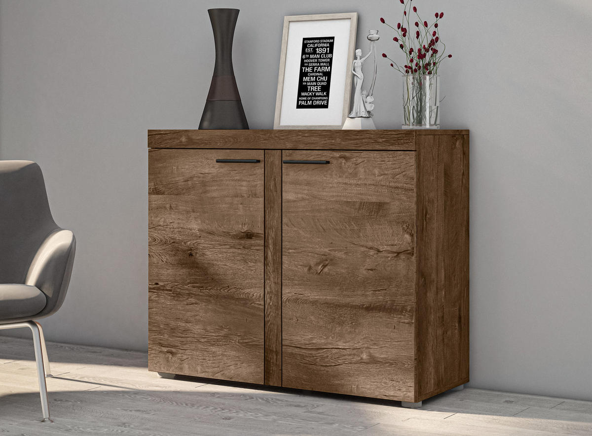 SIDEBOARD Spacoro 2D Lefkas 97,2/82/40,3 cm – Schmale Kommode Eleganz für Ihr Zuhause - Braun, Holzwerkstoff/Kunststoff (97/82/40cm) - AX Living