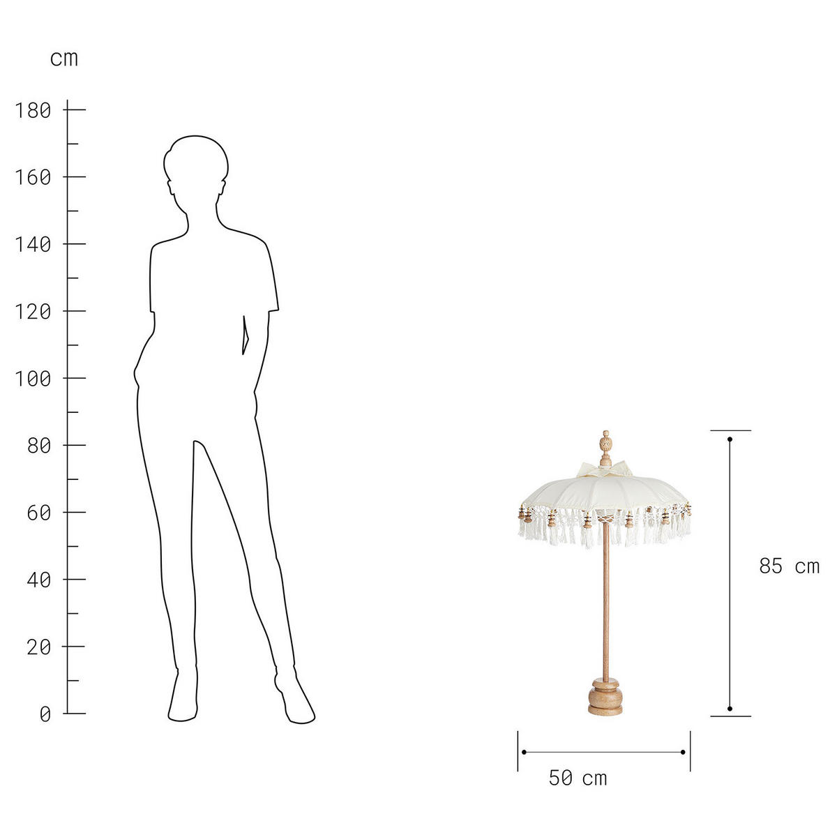 TISCHDEKO Macramè - Beige, Holz/Textil (50/85/50cm) - Butlers