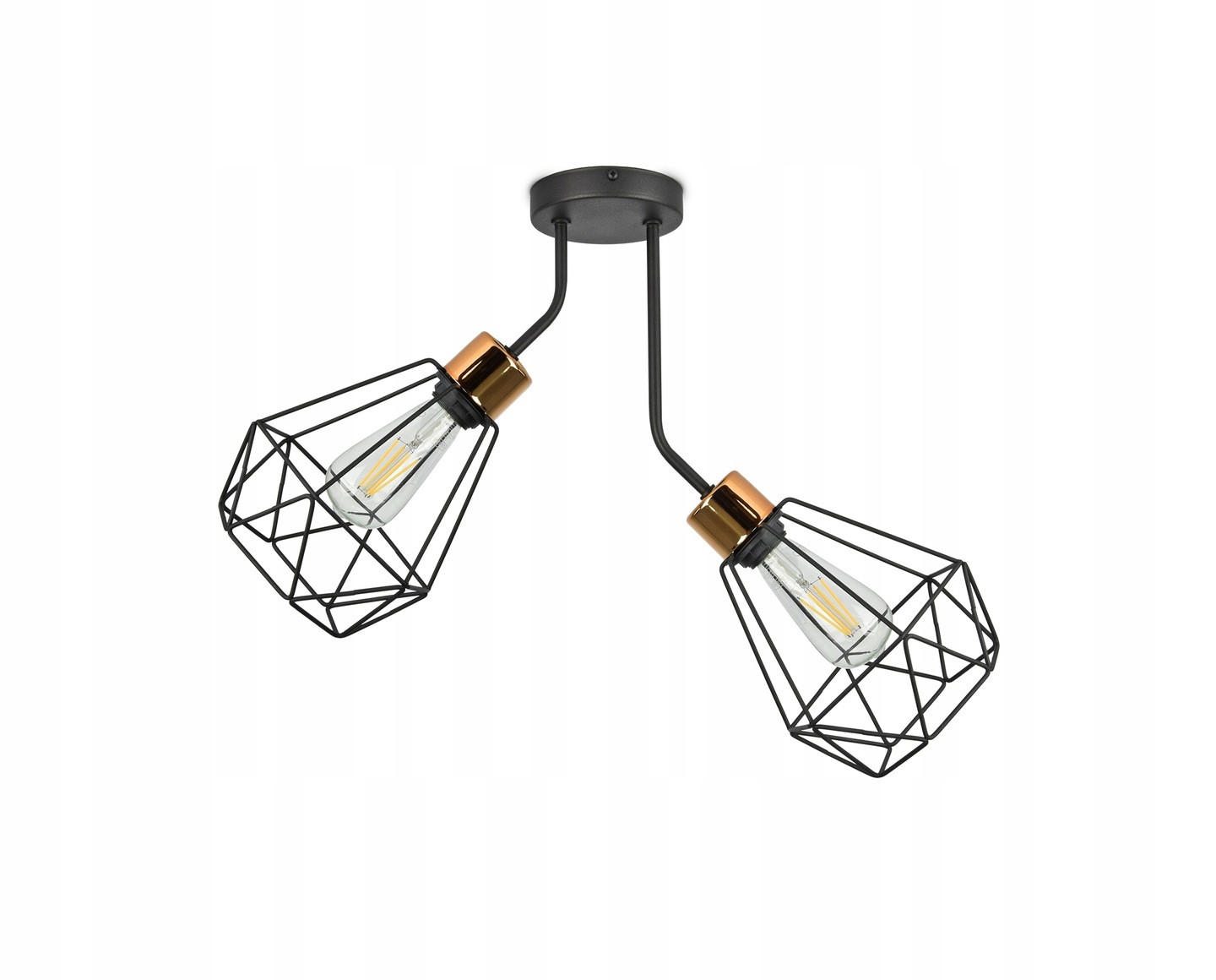 DECKENLEUCHTE EDISON II - Goldfarben/Schwarz, Metall (20/60/45cm) - kiki design