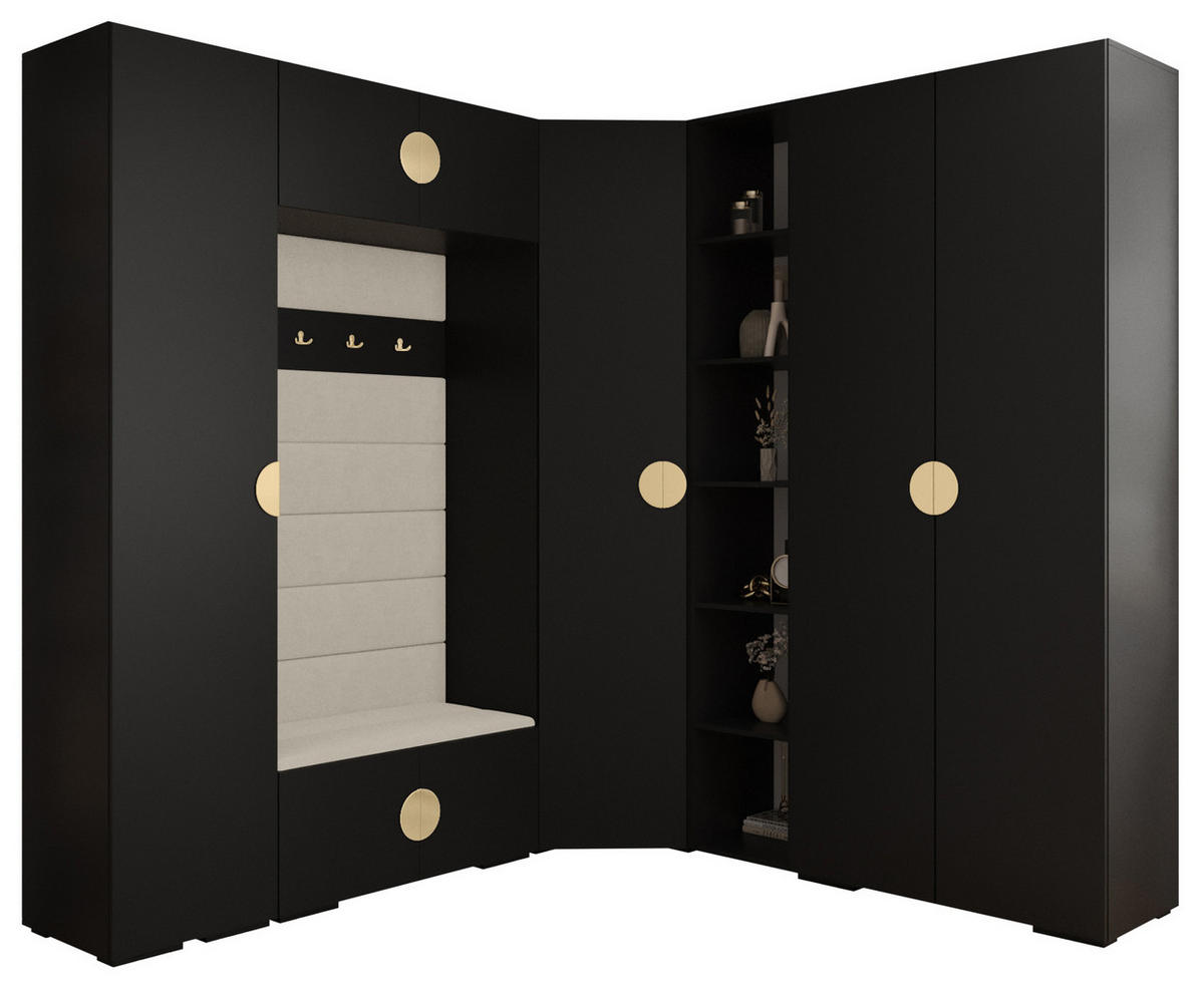 GARDEROBEN-SET 236,7/231,7/47 - Beige/Goldfarben, Holz/Kunststoff (181.7/236.7/47cm) - Abiks Möbel