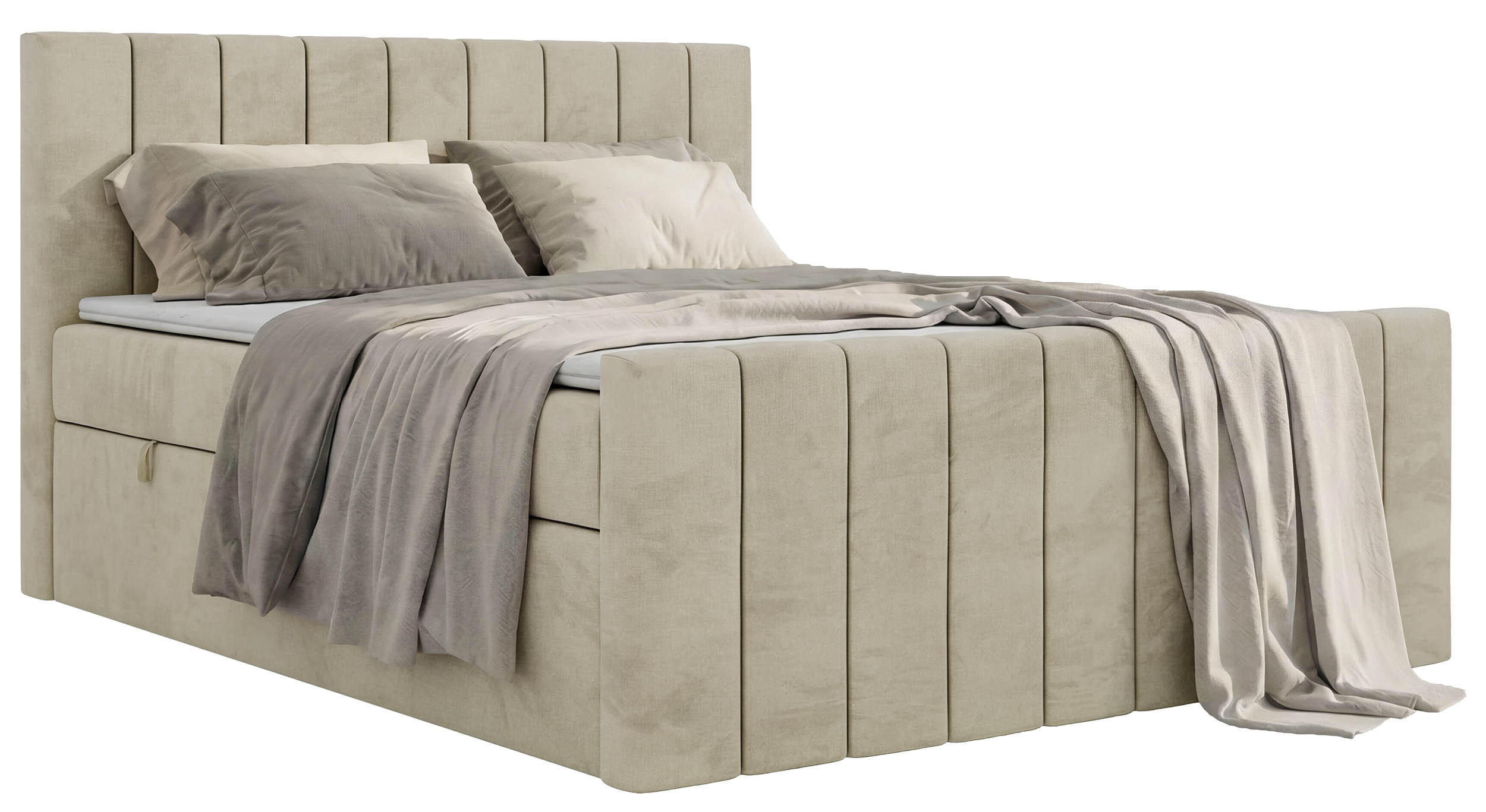 BOXSPRINGBETT ALVER DUO 200/200 - Beige Velvet - H3 - Beige, Textil (200/200cm) - MKS