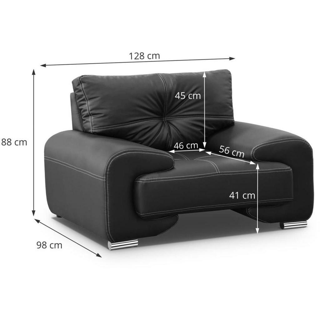 Thumbnail - Beautysofa Relaxsessel, Schwarz, Leder, 128x88x98 cm, Wohnzimmer, Sessel, Relaxsessel