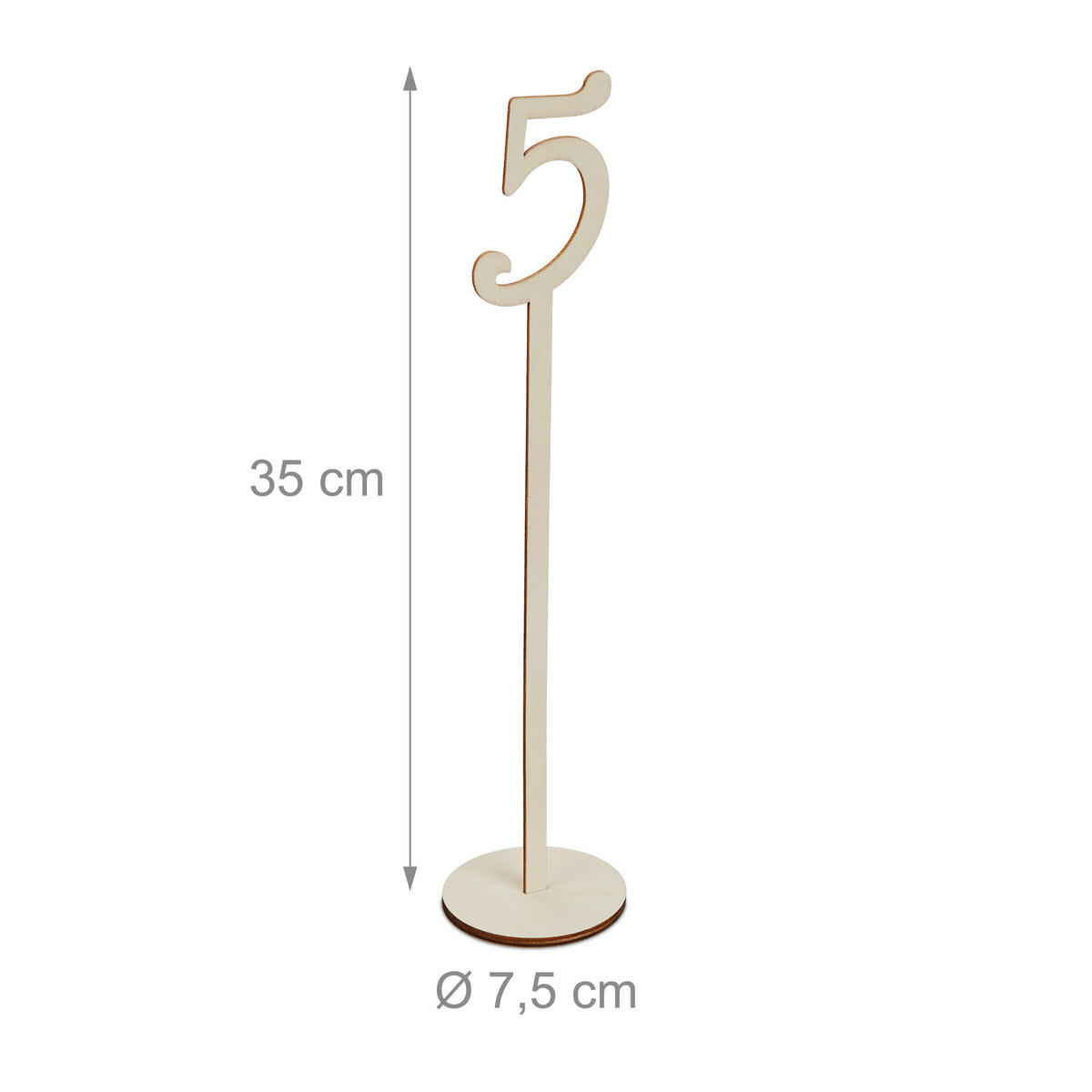 20XČÍSLA stolov - svetlohnedá, drevo (7.5/35/7.5cm) - Relaxdays