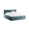 BETT mit Bettkasten und Kopfteil Lupine aus Chenille-Stoff blue jeans 160x200cm - Blau, Textil (160/200cm) - Micadoni