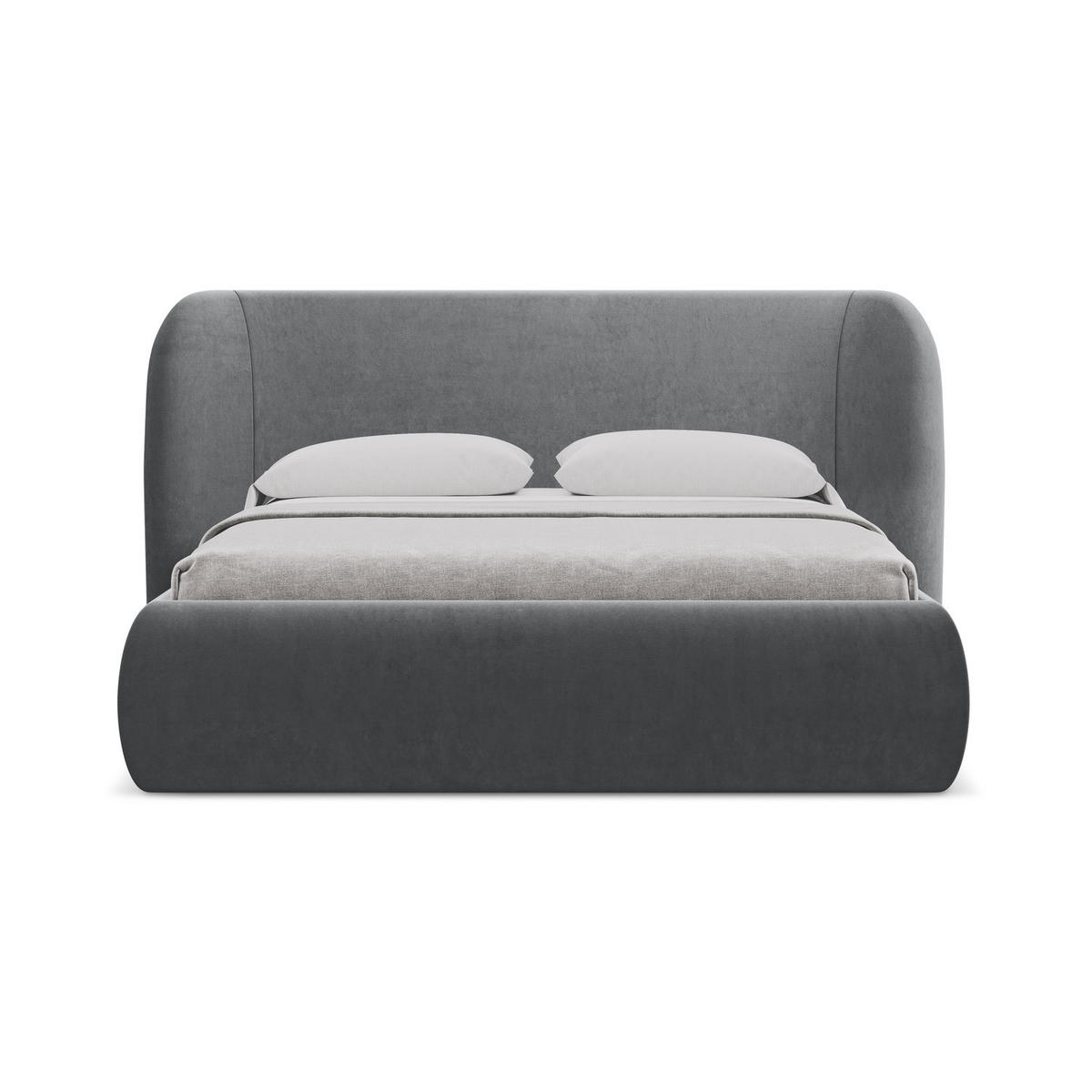 POLSTERBETT mit Bettkasten und Lattenrost 230x215 Grau - Dunkelgrau/Schwarz, Kunststoff/Textil (180/200cm) - Makamii