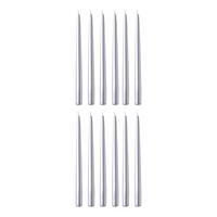 KERZE (12er-Set) Twin Flame konische Zwillingskerzen - Silberfarben, Paraffin (4/31/2cm) - Butlers