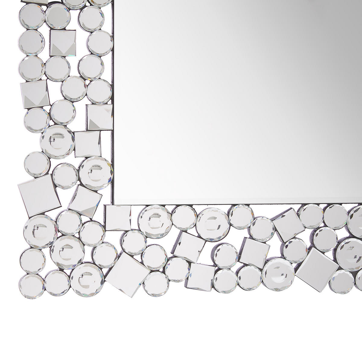WANDSPIEGEL silber 60/90 cm Glitzer-Steine Mernel - Silberfarben, Holzwerkstoff (60/90/2cm) - Beliani