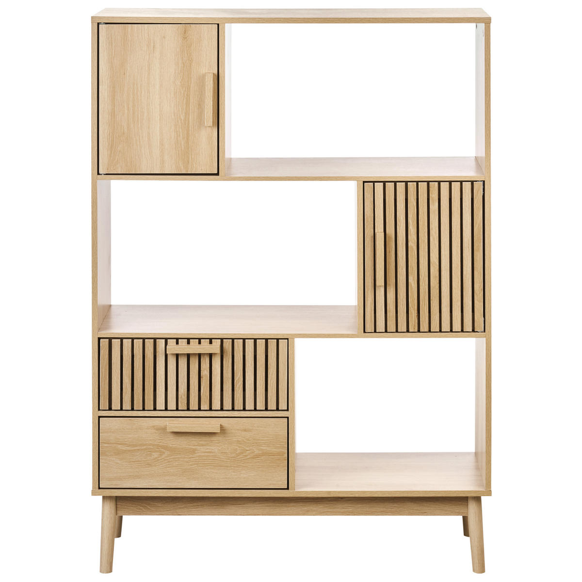 REGAL 140 cm Hellbraun Lynwood - Braun, Holzwerkstoff (100/140/35cm) - Beliani