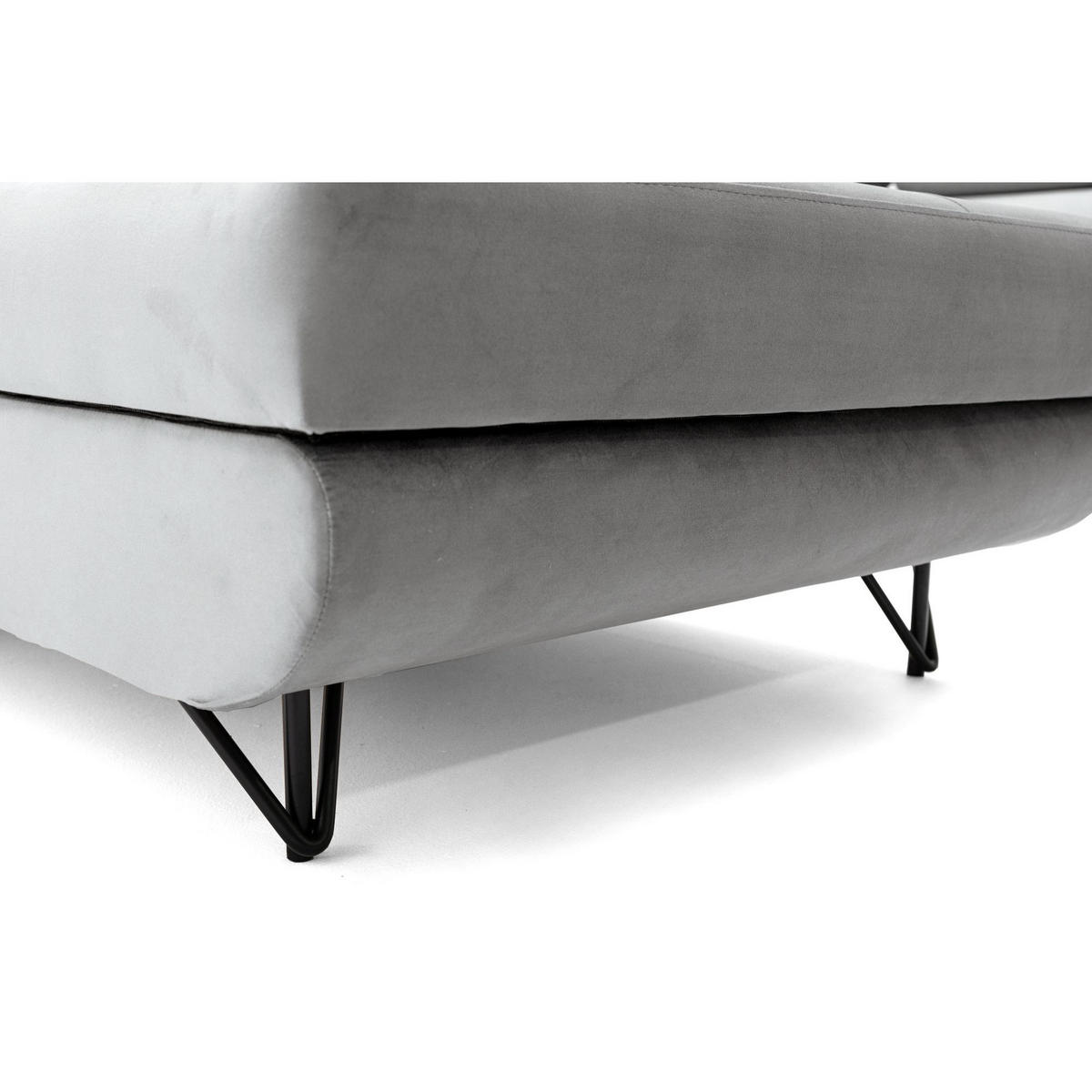 ECKSOFA U-Form JUNIOR U Rechts mit Schlaffunktion 128x254 Velours Grau - Schwarz/Grau, Holz/Textil (184/90/323cm) - Muffo