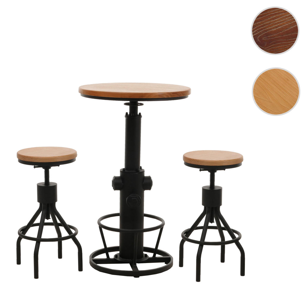 SET BARTISCH + BARHOCKER Kiefer Dekor 3er-Set - Kieferfarben, Holz (61/123/61cm) - MCW