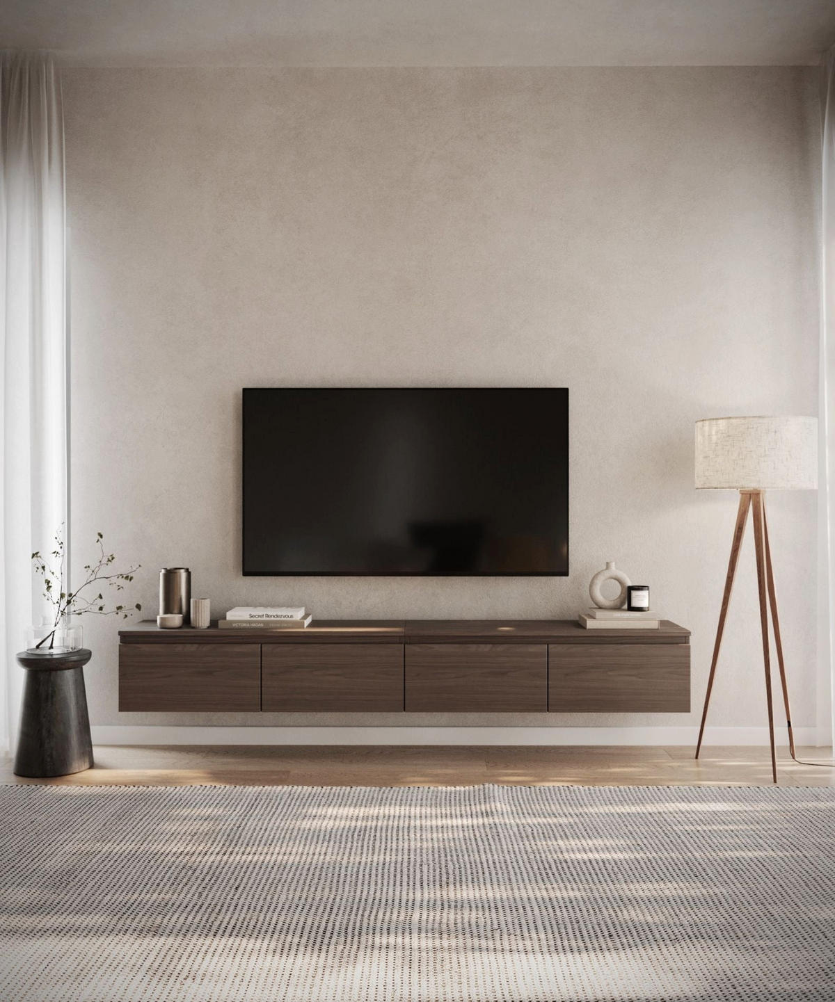 TV-LOWBOARD Bemmi Walnuss Wisconsin 200/28/32 cm - Dunkelbraun, Holzwerkstoff (200/28.4/31.8cm) - Selsey