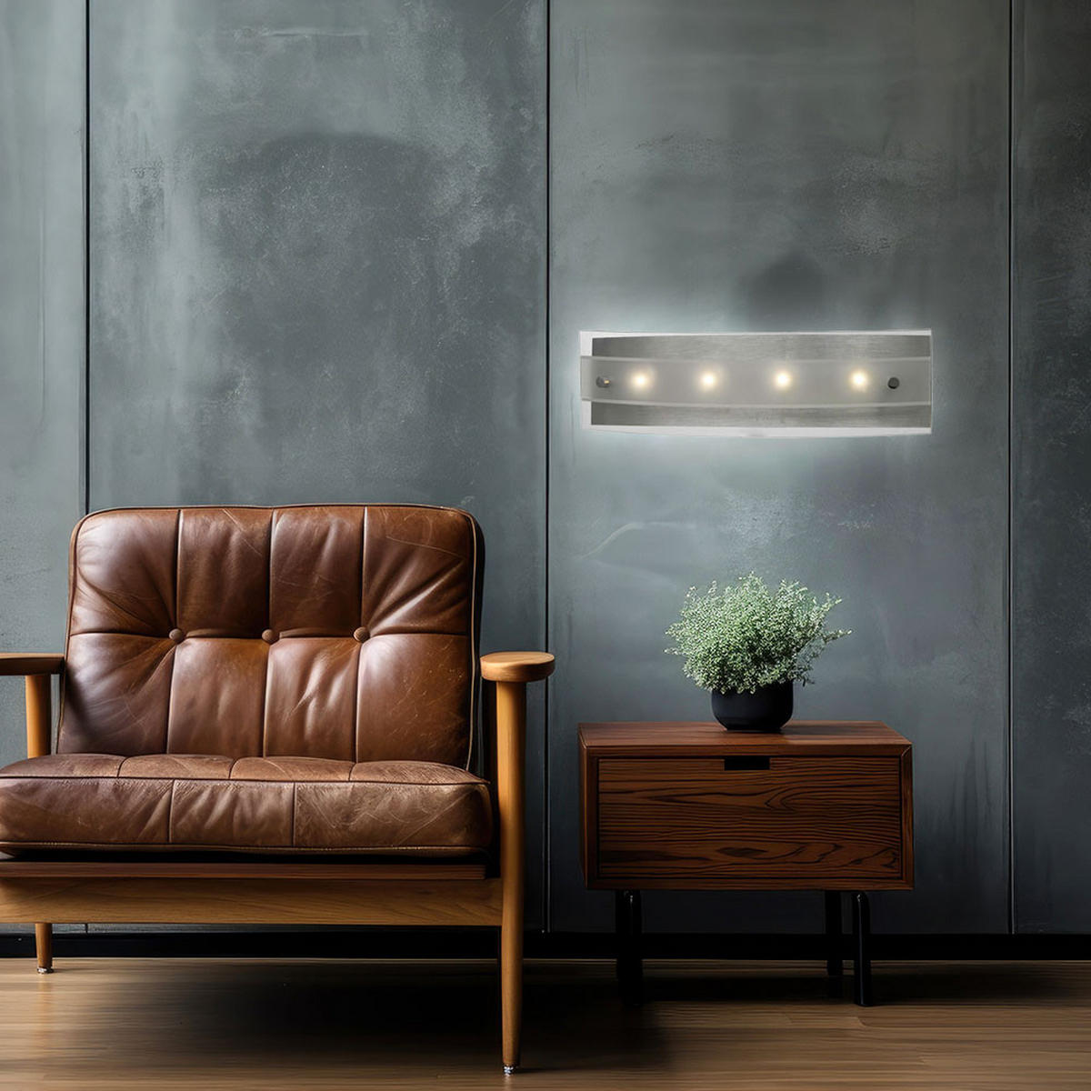 LED WANDLEUCHTE Polaris Aluminium Silber - Silberfarben, Glas (9/6.5/32cm) - Esto