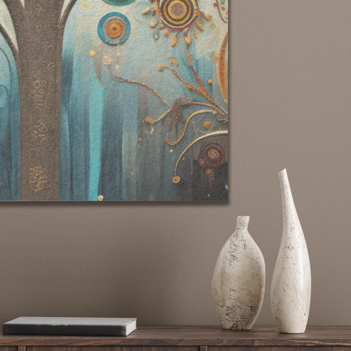 AKUSTICKÝ OBRAZ Strom - Strom života - Farba 50x70 cm - hnedá, plast (50/70/0.9cm) - MuchoWow