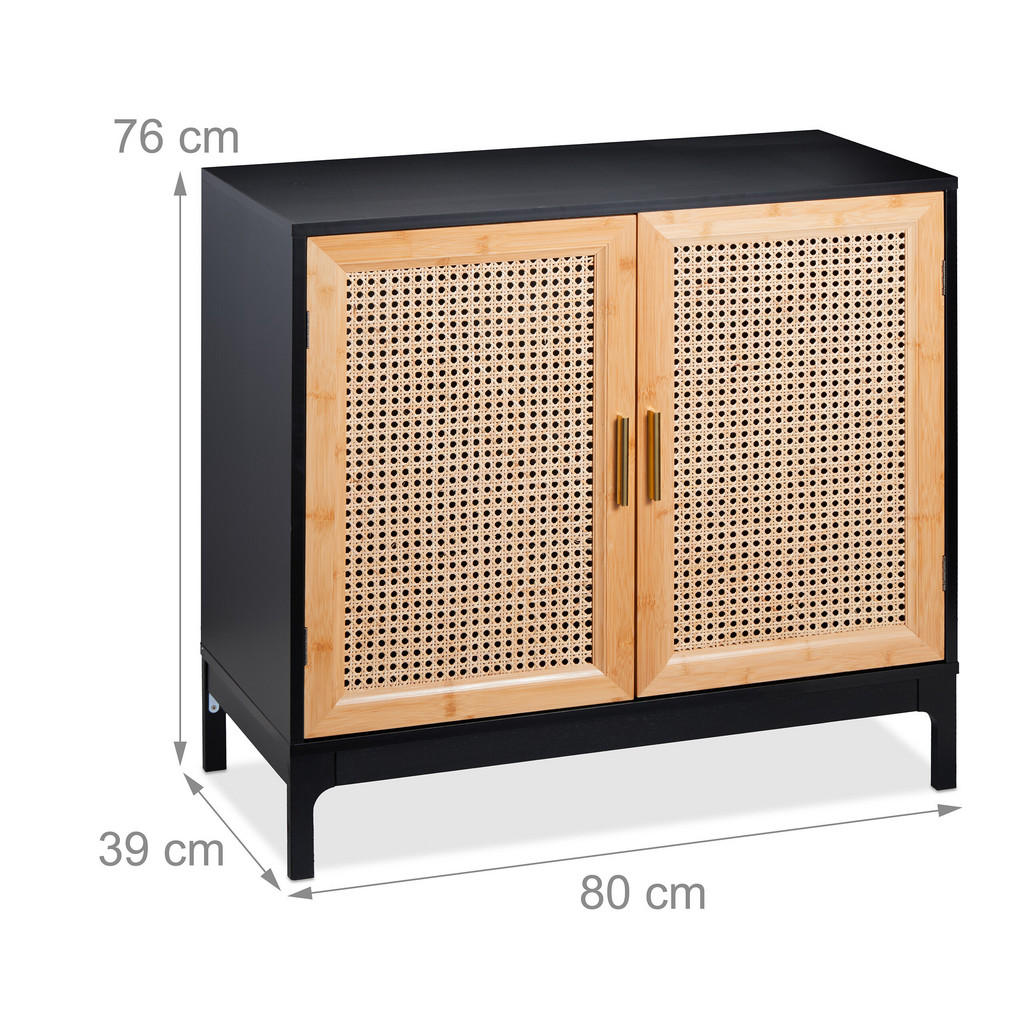 Thumbnail - Relaxdays Sideboard, Mehrfarbig, Holzwerkstoff, Holz, Textil, Rechteckig, 80x76x39 cm, Wohnzimmer, Kommoden & Sideboards...