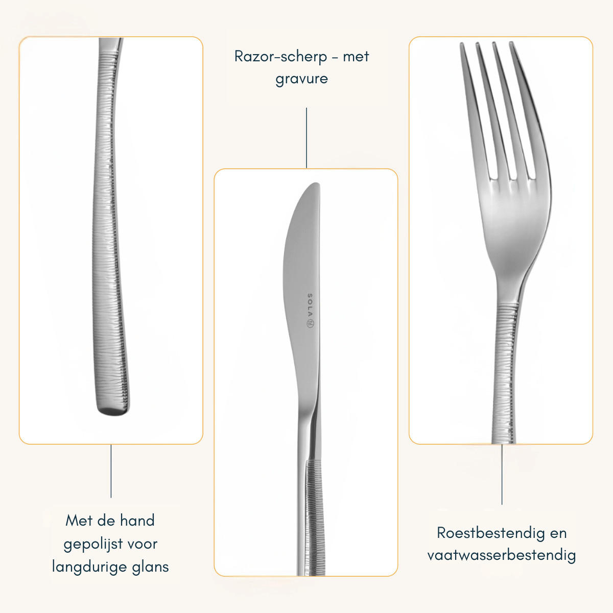 BESTECKSET Hermitage - 18/10 Edelstahl - 50-teilig / 6 Personen - Silberfarben, Metall - Sola