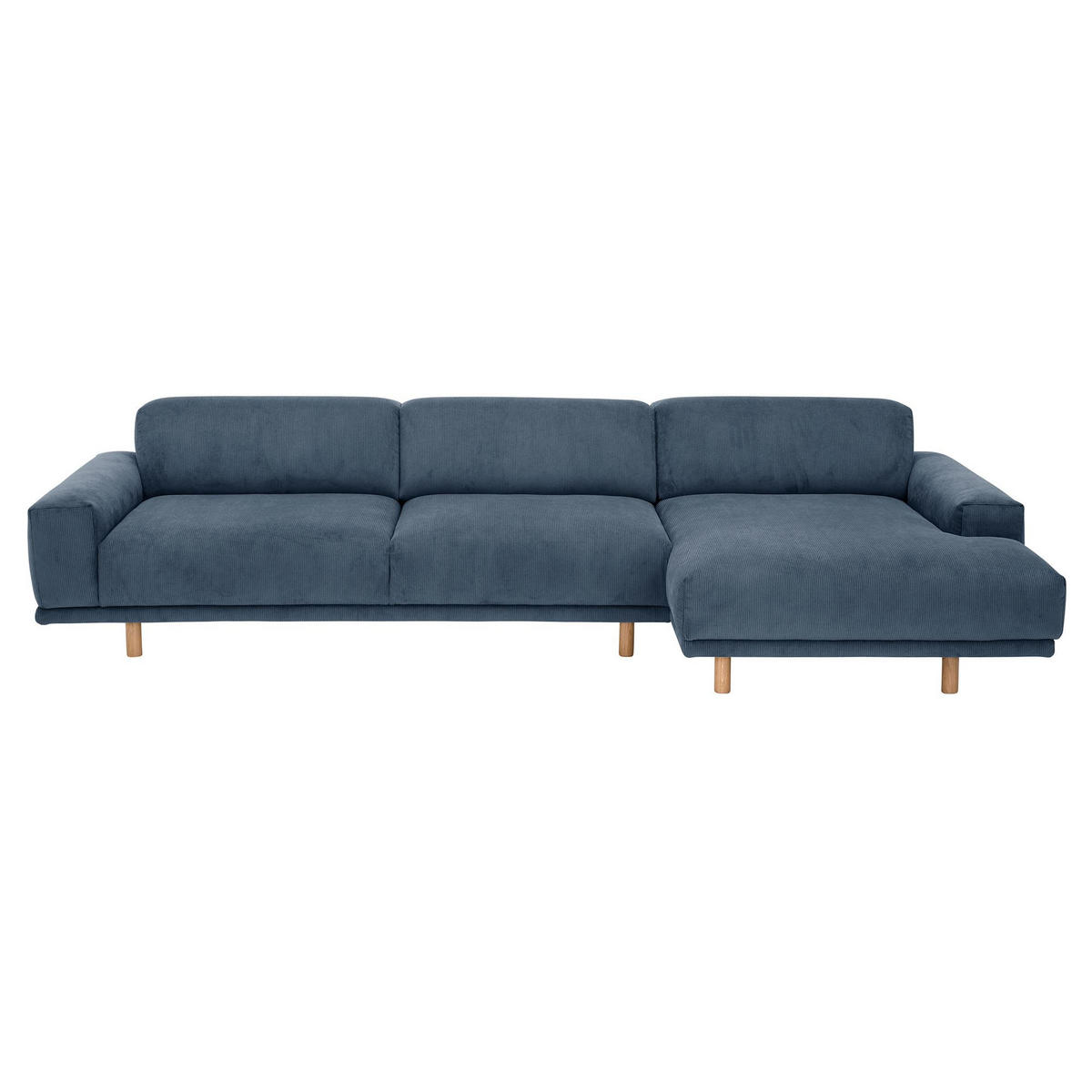 ECKSOFA mit Longchair rechts Kattryna Cordstoff blau - Blau, Kunststoff (133/283cm) - 58aufmkessel