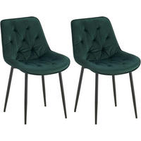 STUHL 2er Set Samt grün - Schwarz/Grün, Textil/Metall (52/84/59cm) - CLP