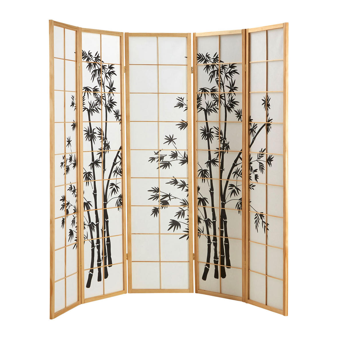 PARAVENT 5-tlg. 220/179 cm Braun Bambusmuster - Braun, Holz (220/179/2cm) - Homestyle4u
