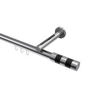 INNENLAUF-GARDINENSTANGEN-SET Siteno Mavell 100 cm, 1-läufig, 20 mm Ø Chrom - Chromfarben/Schwarz, Metall (100cm) - INTERDECO
