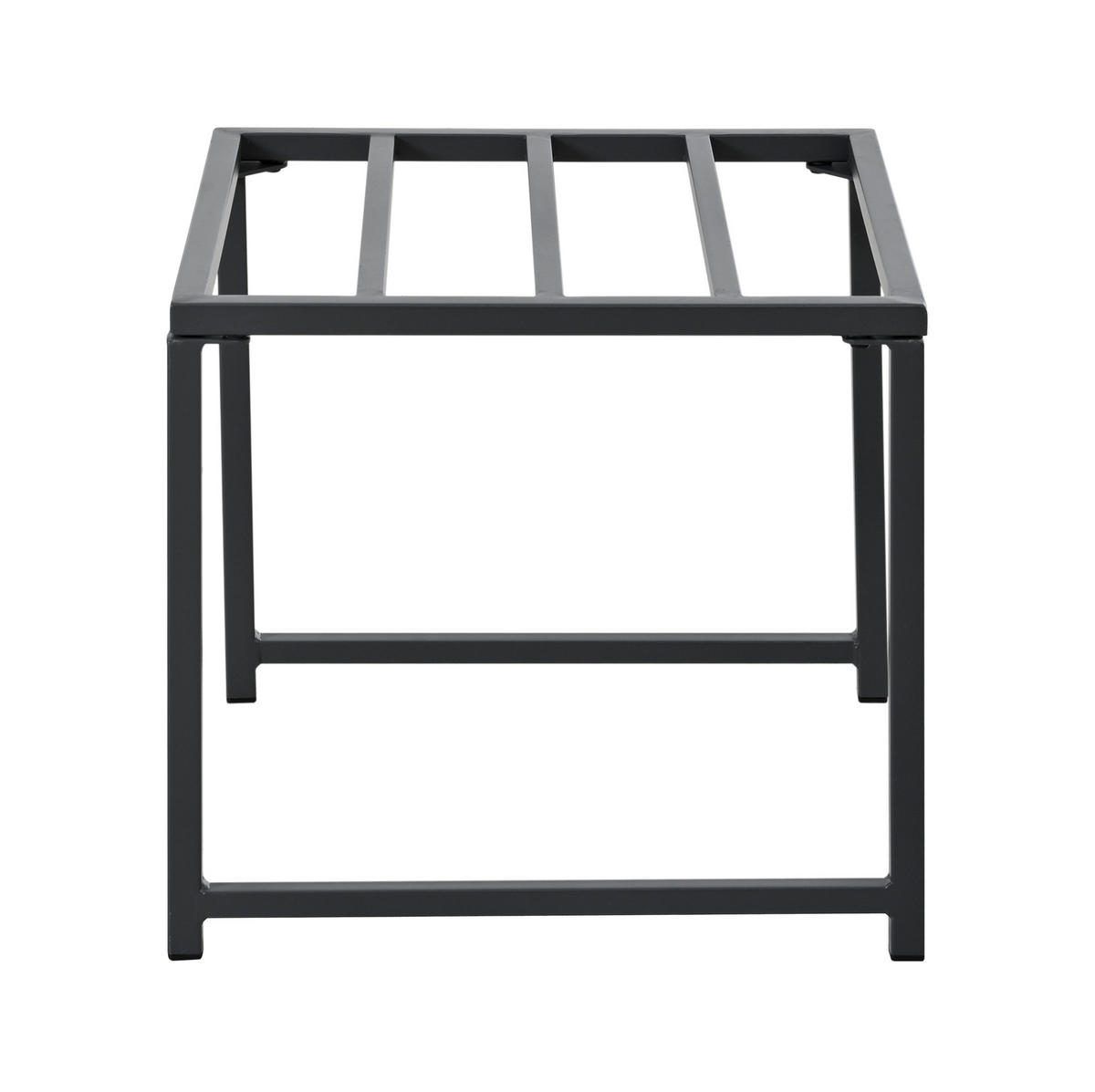 ZAHRADNÍ jídelní set z kovu a skla 117x117x73 cm černobílý pro 6 osob s odolnou konstrukcí - černá, kov - Modfu