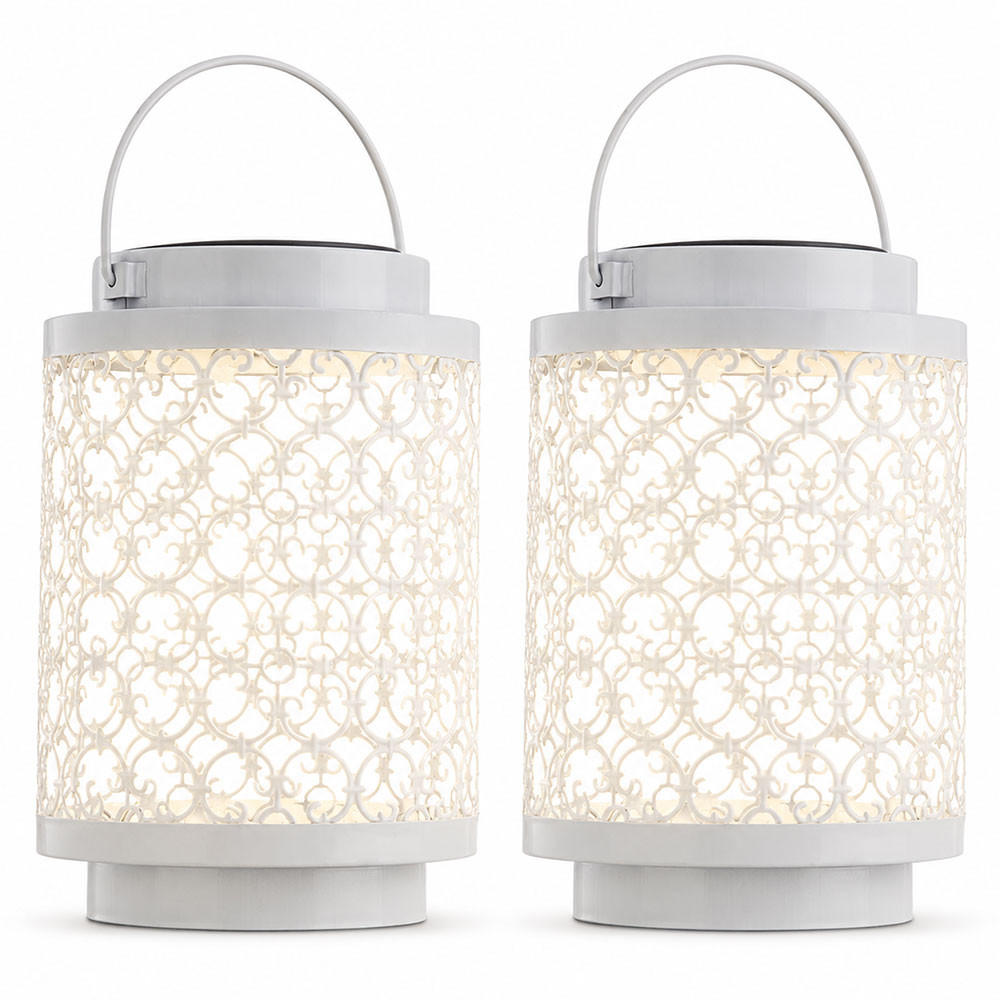 LED AUSSENLEUCHTE SASSARI Metall Weiß 2er Set - Weiß, Metall (13/13/18cm) - Nowa