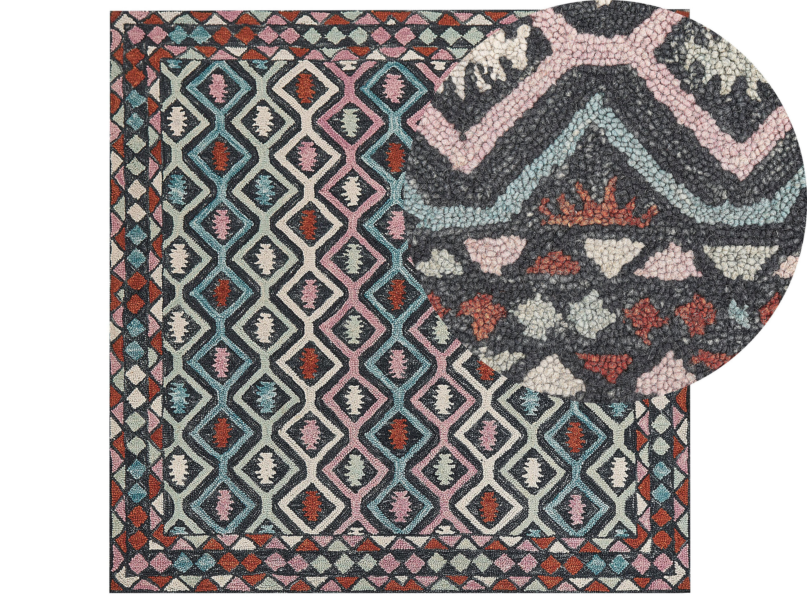 KURZFLOR-TEPPICH Haymana 200/200 cm - Multicolor, Textil (200/200cm) - Beliani