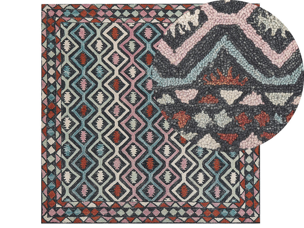 KURZFLOR-TEPPICH Haymana 200/200 cm - Multicolor, Textil (200/200cm) - Beliani