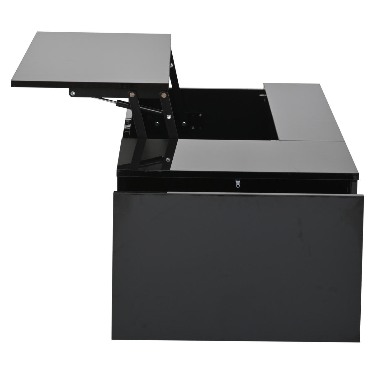 COUCHTISCH 100/50/40 cm in Schwarz mit LED-Beleuchtung und Stauraum - Schwarz, Holzwerkstoff (100/50/40cm) - Flora Grace