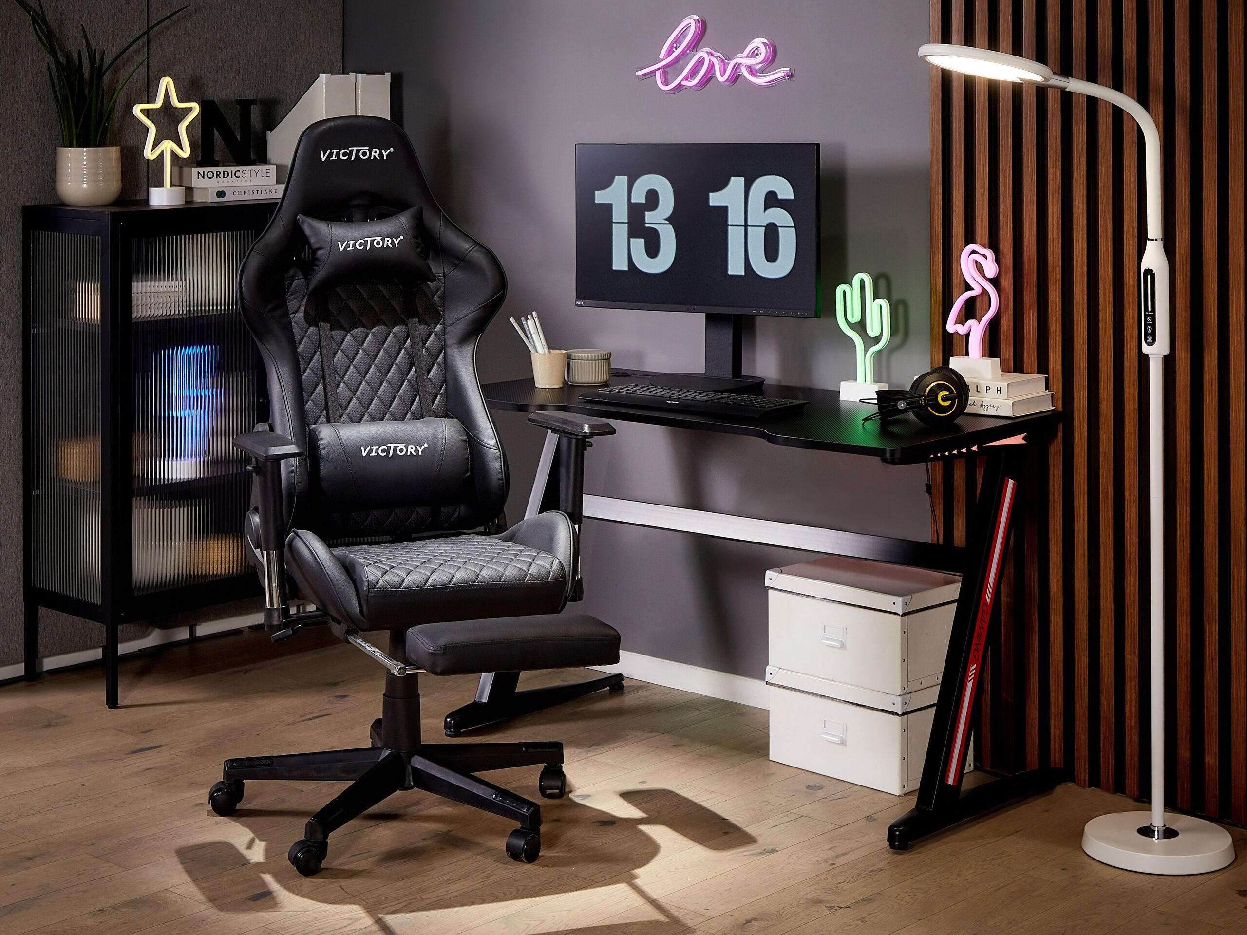 BÜROSTUHL Kunstleder Schwarz Victory - Schwarz, Kunststoff/Textil (55/124/60cm) - Beliani