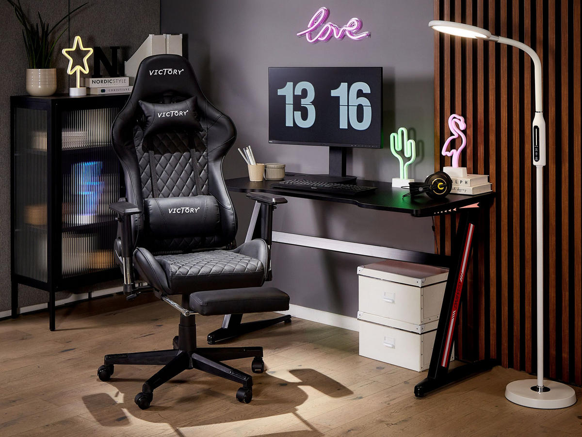 BÜROSTUHL Kunstleder Schwarz Victory - Schwarz, Kunststoff/Textil (55/124/60cm) - Beliani