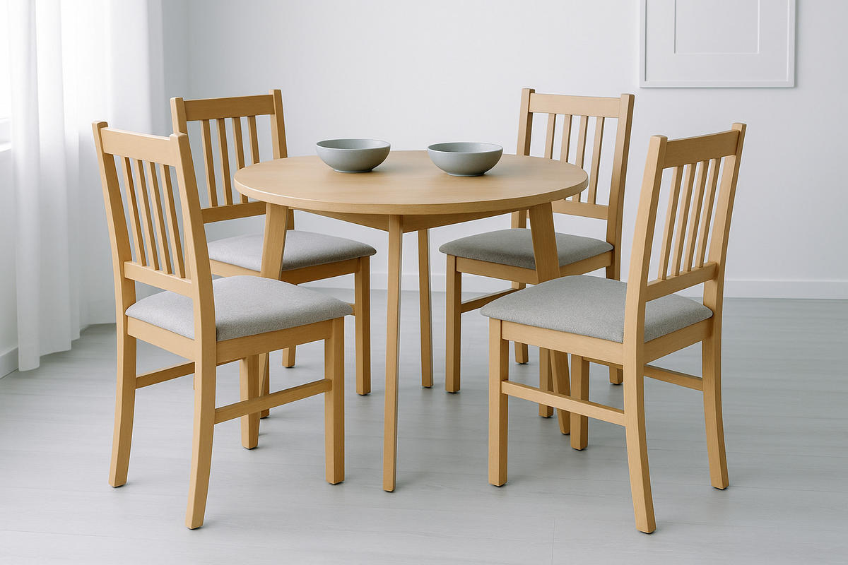 STUHL Bos 1 (2er Set) - Eichefarben/Nickelfarben, Holz (43/94/40cm) - Leaf Design