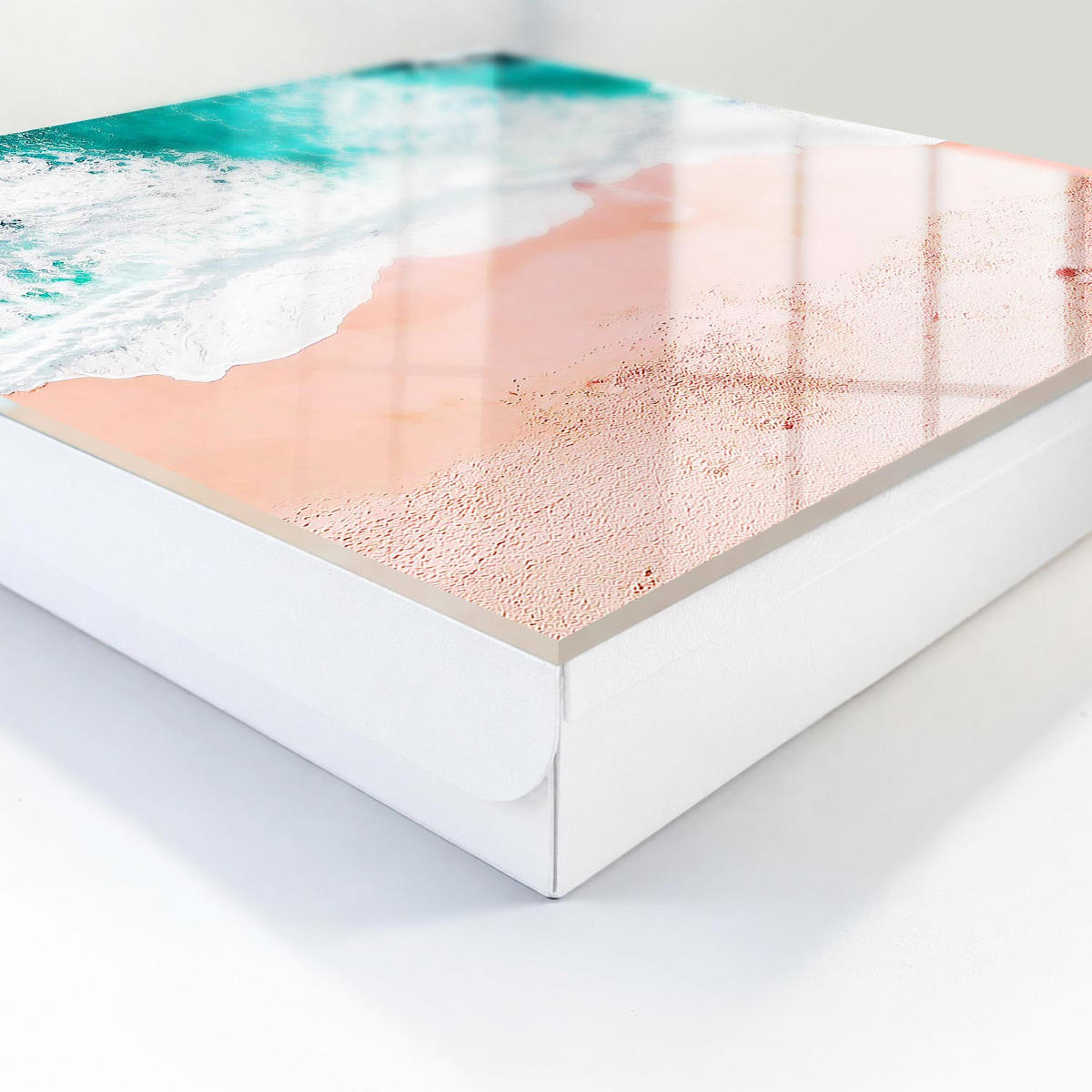 SCHLÜSSELBOX Weiß 30x30 cm – Türöffnung nach rechts - Meer und Strand - Türkis, Metall (30/30/5cm) - TULUP