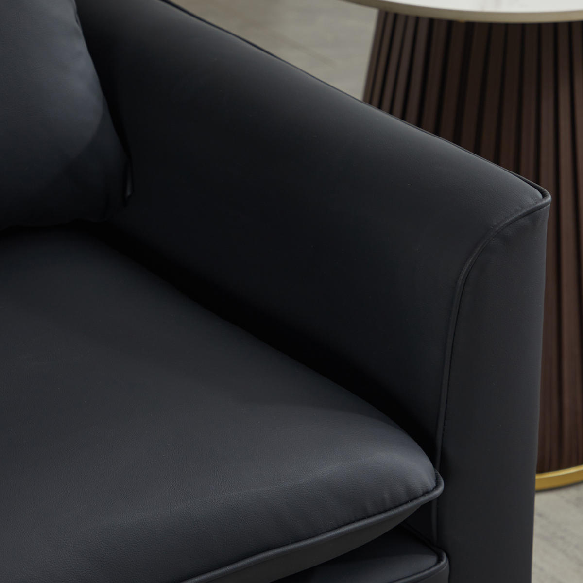 SESSEL Kunstleder Schwarz mit kissen - Schwarz, Holzwerkstoff/Textil (80/80/68cm) - WISHDOR