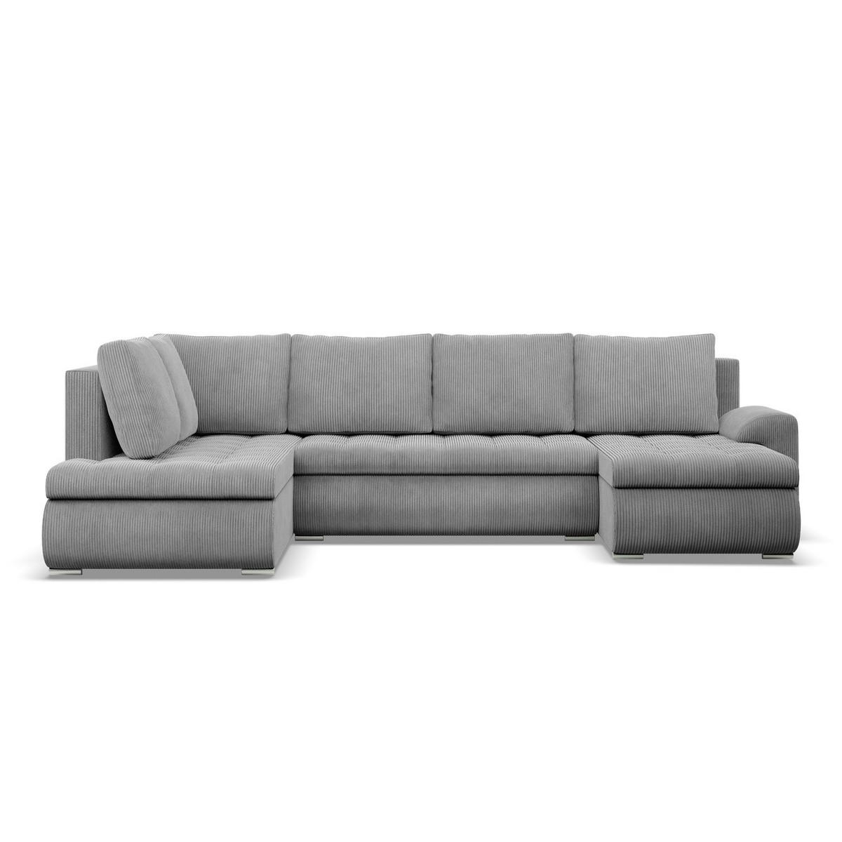 U-SOFA MIT SCHLAFFUNKTION FORESTA, Cord - Grau - Grau, Textil (300/89/200cm)