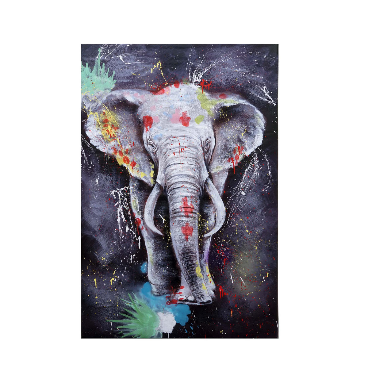 ÖLGEMÄLDE ELEFANT HANDGEMALT Mehrfarbig - Multicolor, Textil (80/120cm) - MCW