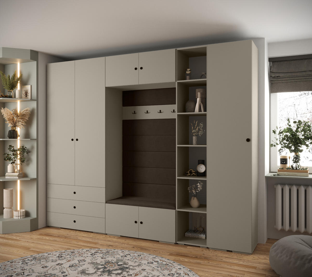 GARDEROBEN-SET 236,7/290/47 - Kaschmir/Schwarz, Holz/Kunststoff (290/236.7/47cm) - Abiks Möbel