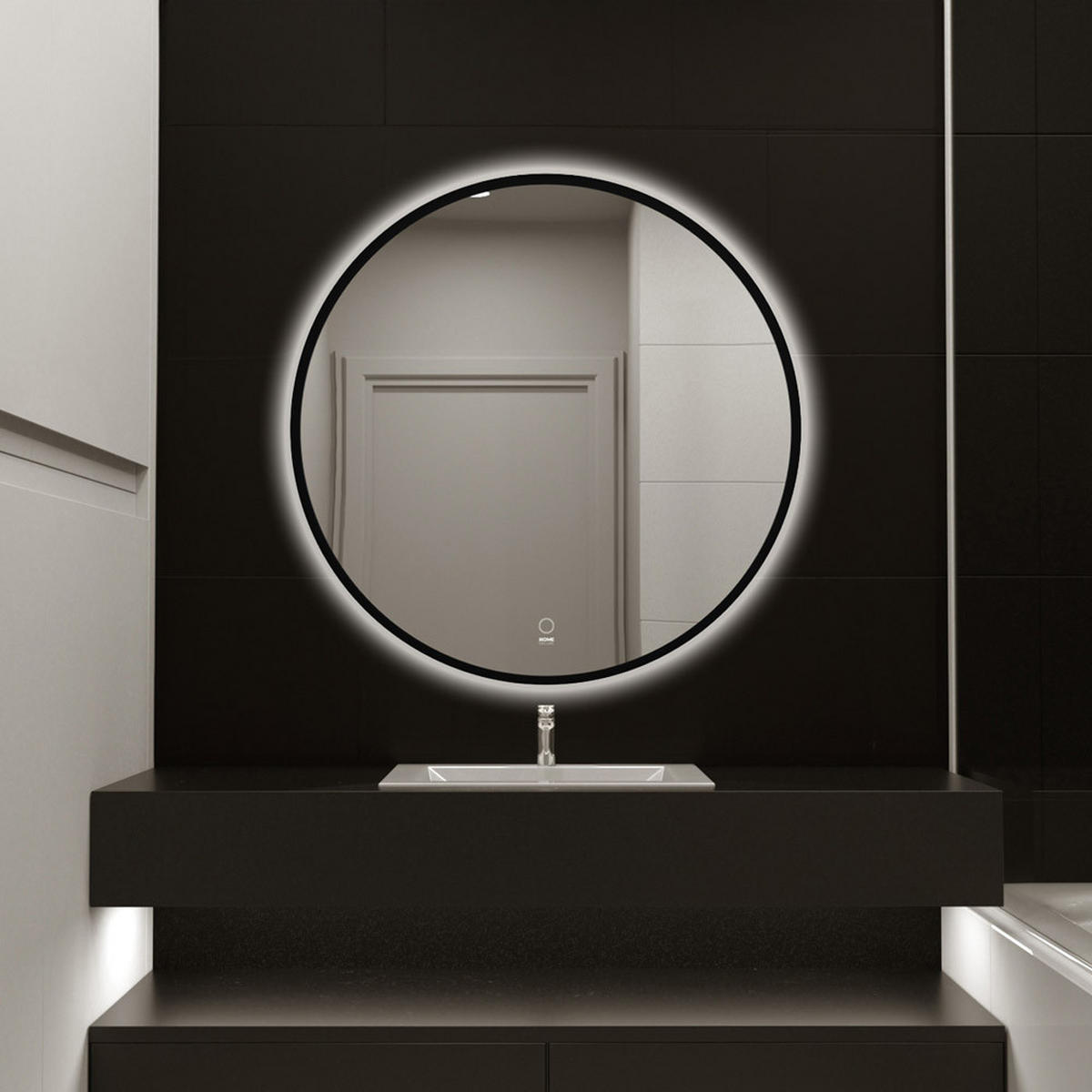 LED-SPIEGEL DUBI - 100 cm - Schwarz, Glas (100/100/2.9cm) - Home Deluxe
