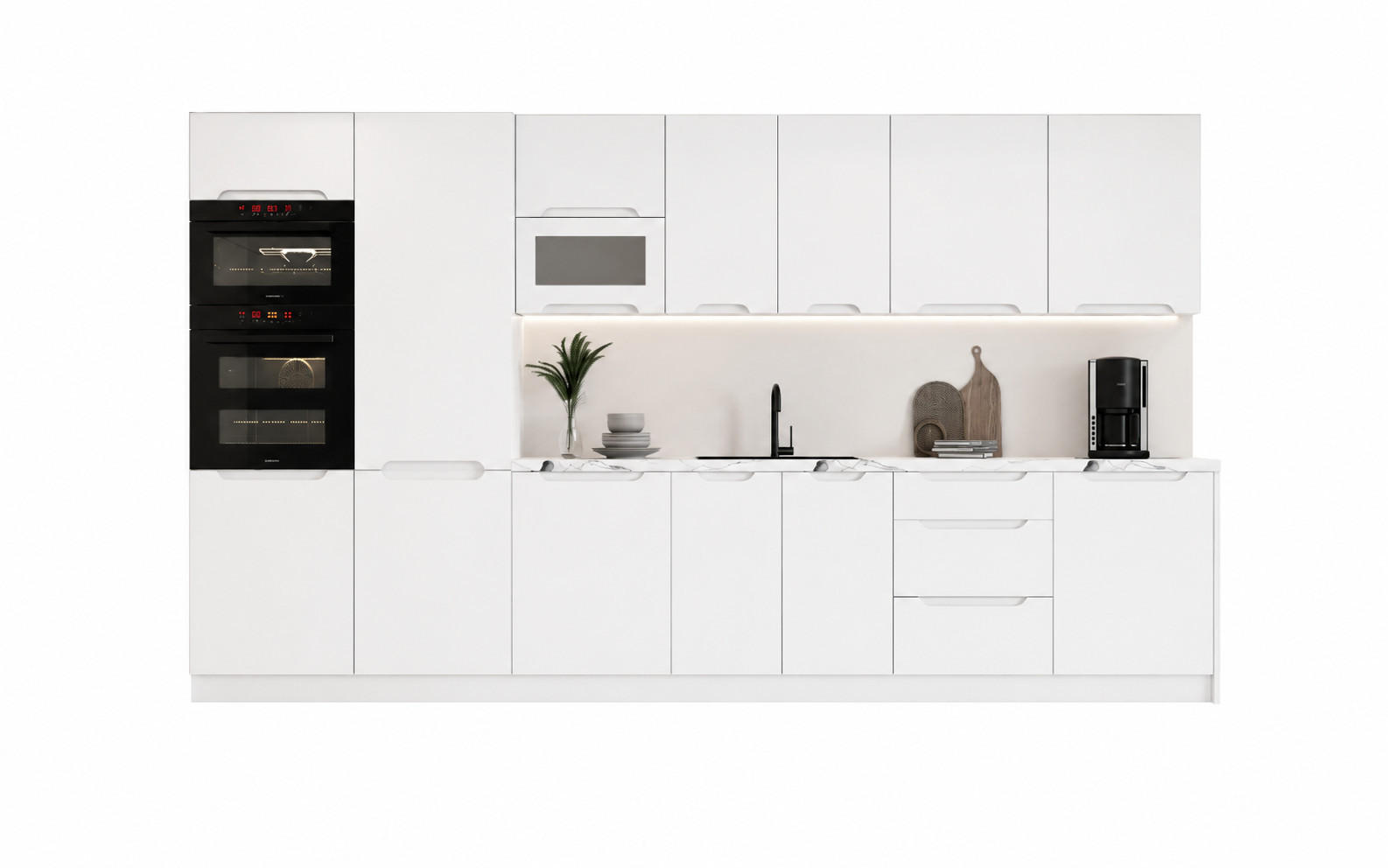 KÜCHENZEILE KS26-G380 - Zivora - Perfekte Kombination aus Funktion und Design - Weiß, Holz (380/213.3/56cm)