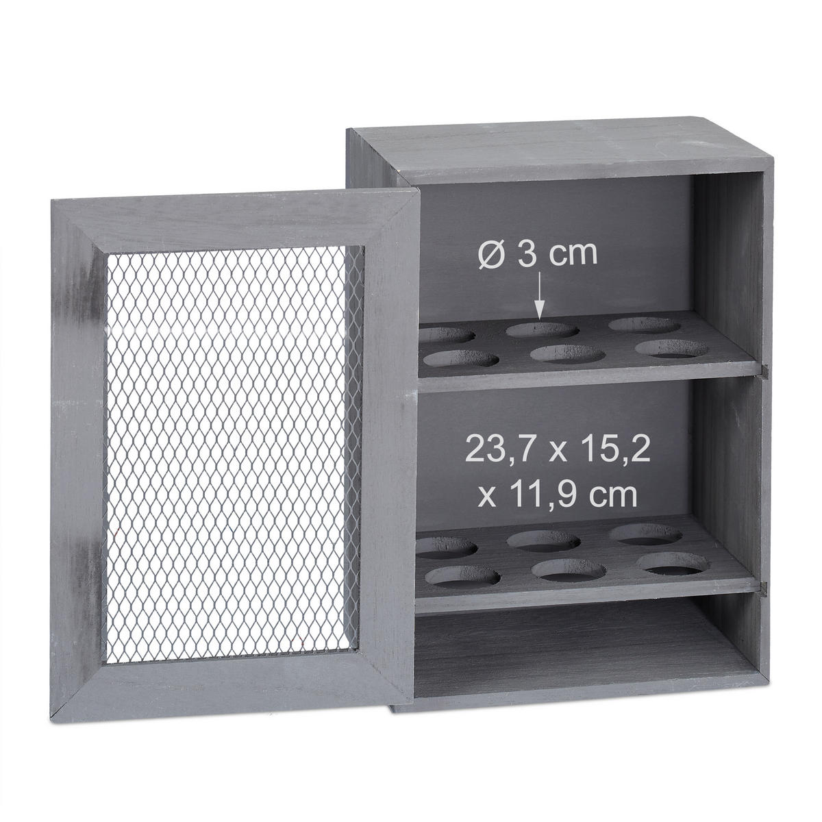 EIERSCHRANK - Grau, Holz/Metall (18/25/12cm) - Relaxdays