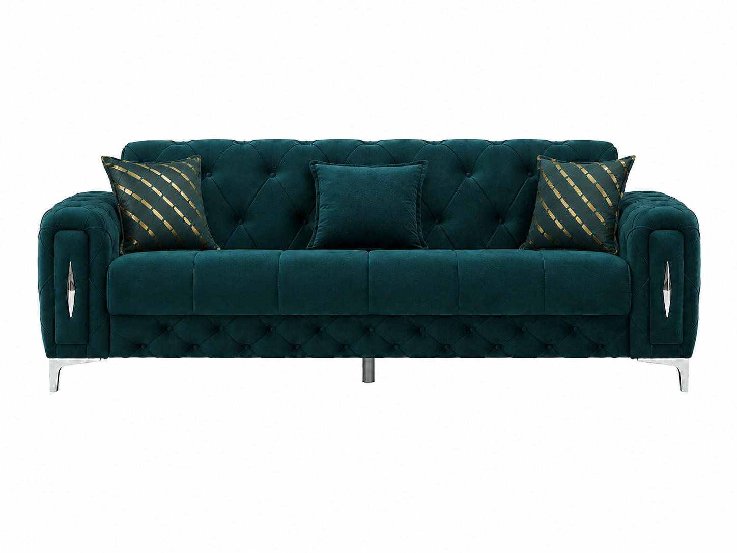 3-SITZER SOFA Patna Grün - Grün, Holzwerkstoff/Kunststoff (240/85/100cm)
