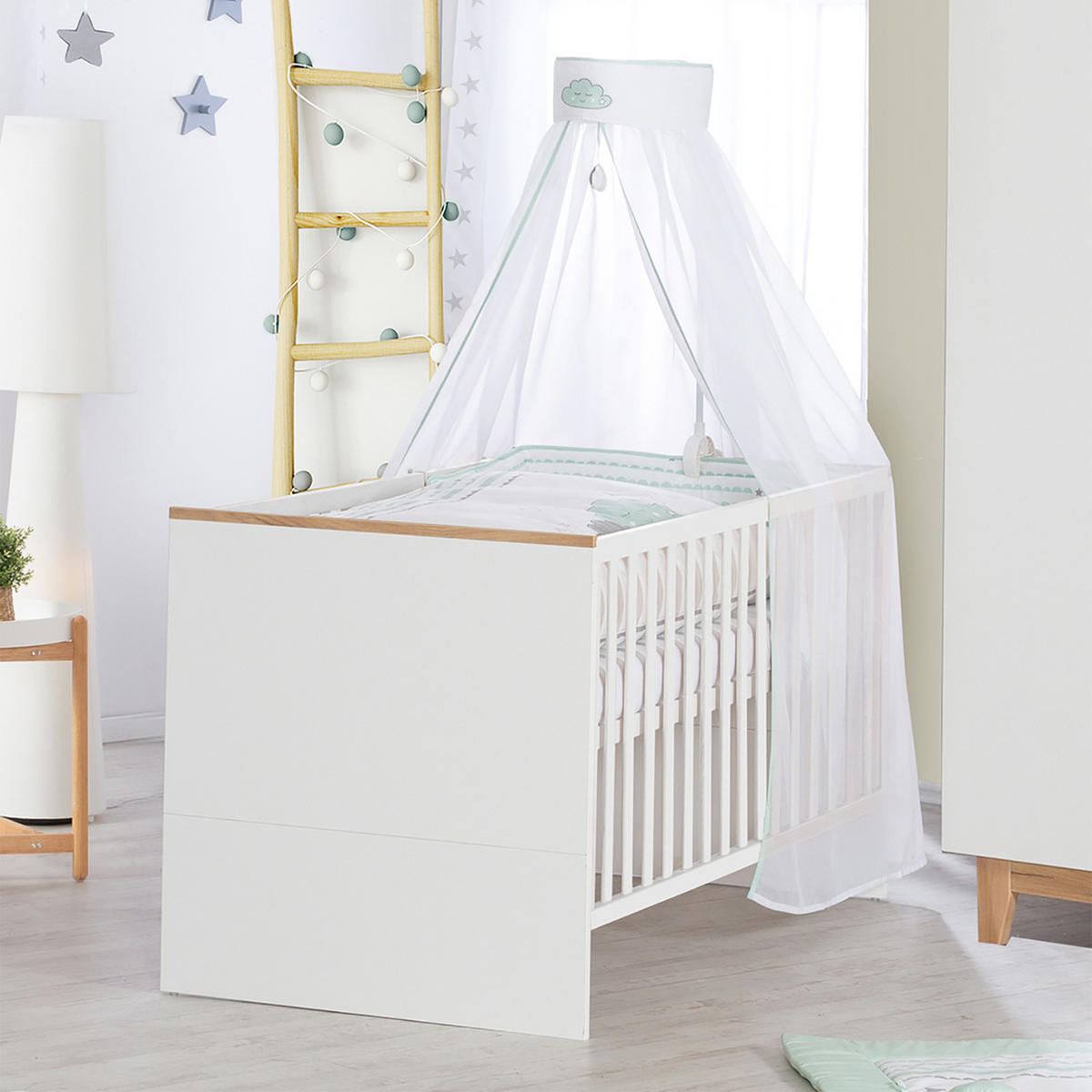 BABYBETT Finn 70 x 140 cm - Weiß, Holzwerkstoff (70/140cm) - Roba