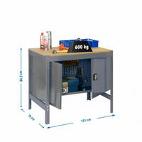 WERKBANK BUFFALO mit Schrank | HxBxT 84x120x76cm | Traglast 600kg | Grau - Grau, Metall (120/84/76cm) - PROREGAL