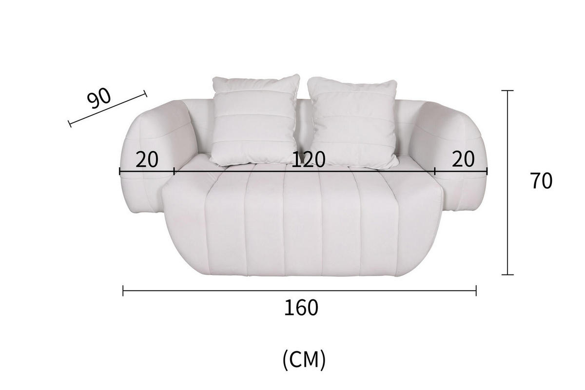 SOFA NUA Weiß 160x90x70 cm - Weiß, Textil (160/70/90cm) - FURNLUX