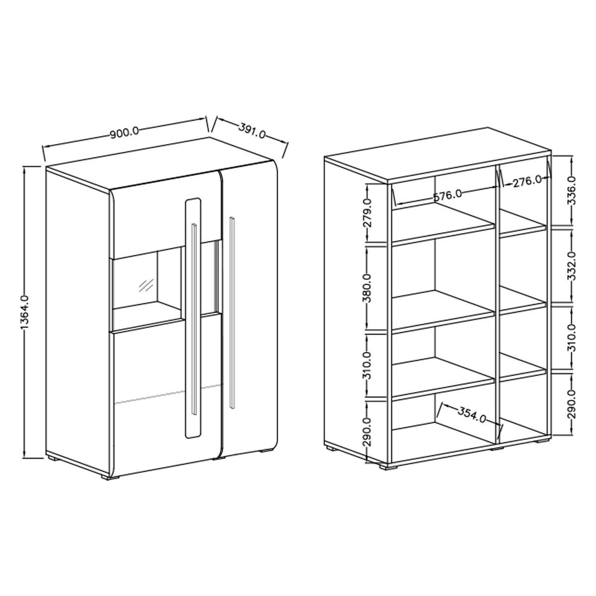VITRÍNA Louis Bílá - bílá, kompozitní dřevo (90/136/39cm) - Petits-meubles